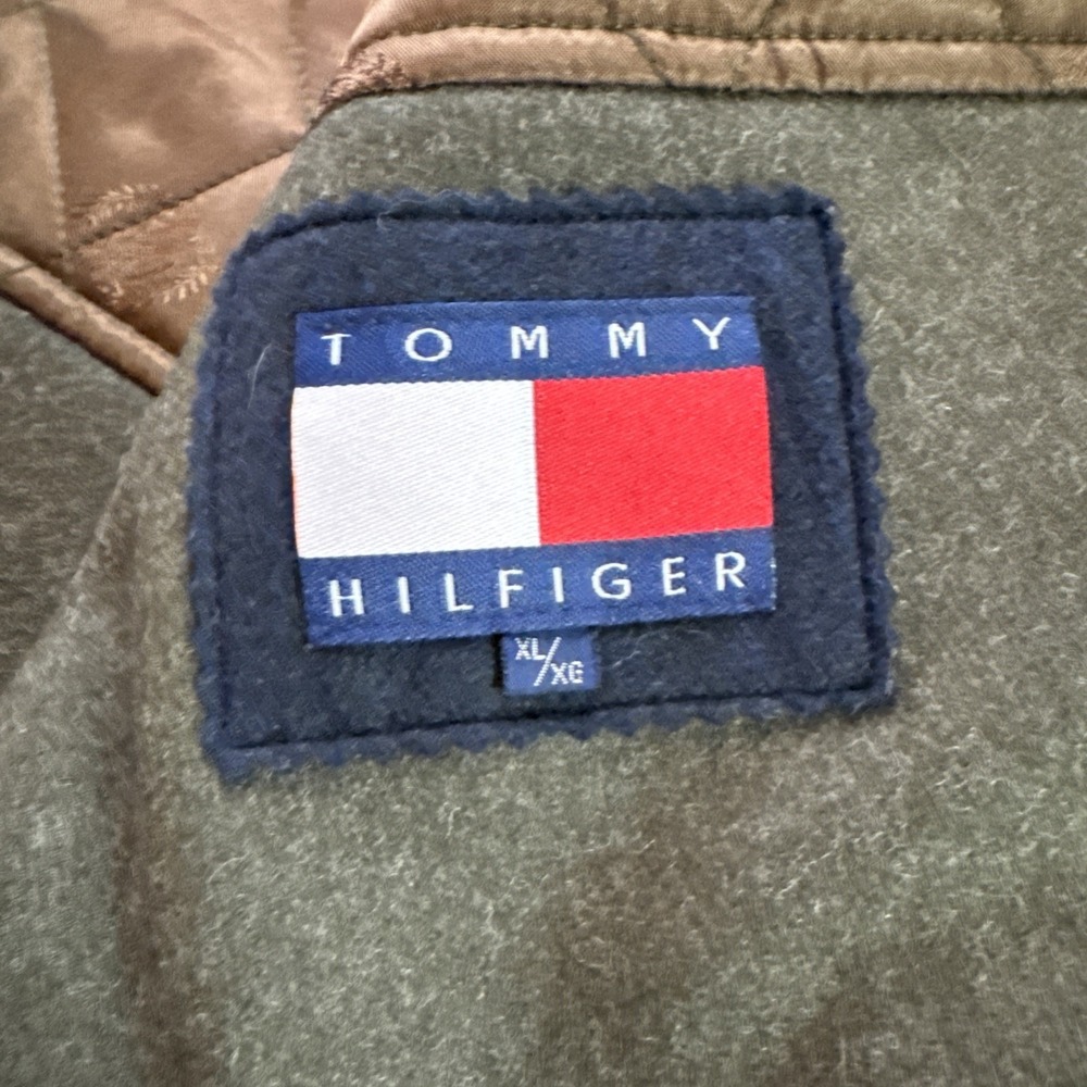 TOMMY HILFIGER Brown Flannel Tweed Button Wool Liner 3 Button Blazer Jacket XL - Picture 7 of 16